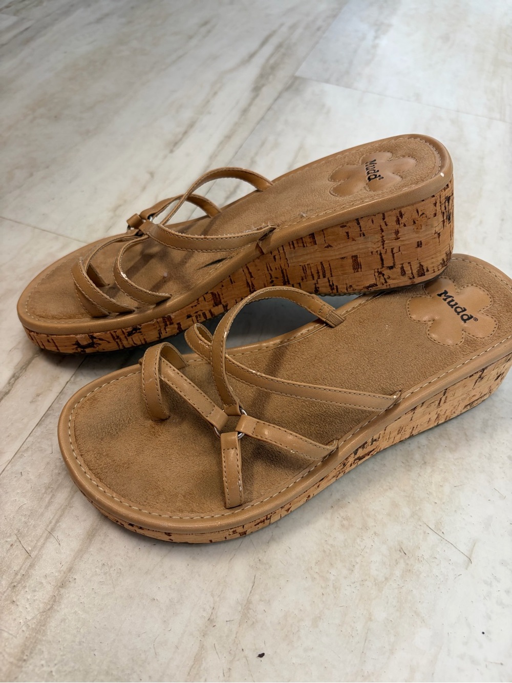 Mudd Cork Wedge Sandals Size 7 Strappy Y2K Platform Boho Chunky Platform 90s